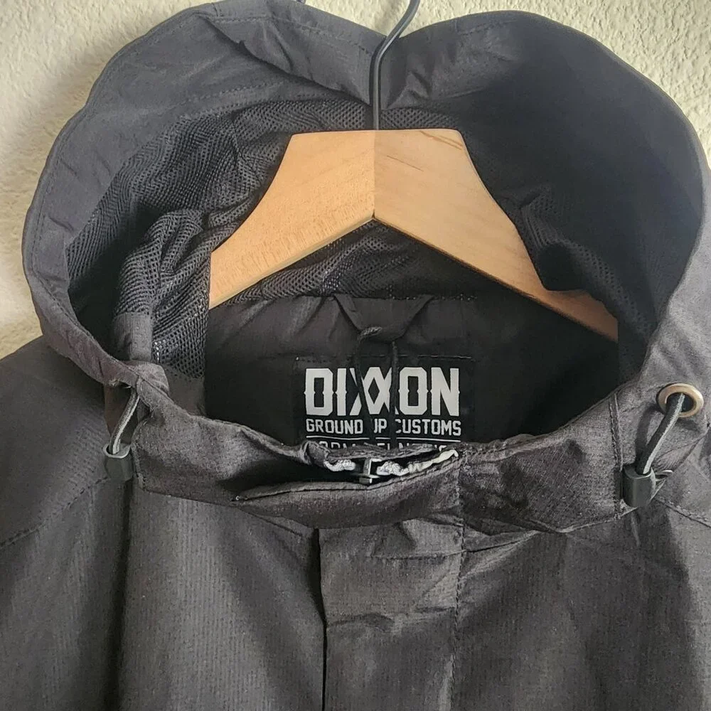Dixxon Jacket Mens Large Black Full Zip Hooded Windbreaker Ground Up Customs